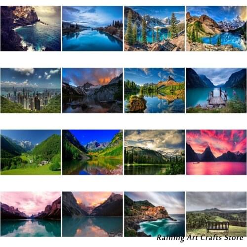 5D Diy Diamond Painting Forest Snow Mountain Lake Embroidery Full Drill Rhinestone Cross Stitch Landscape Mosaic Pictures Decor