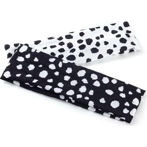 Boho Polka Dot Headband Hairband Vintage Cross Knot Girls Hair Accessories Black White Headdress Wave Point Round Dot Bandanas