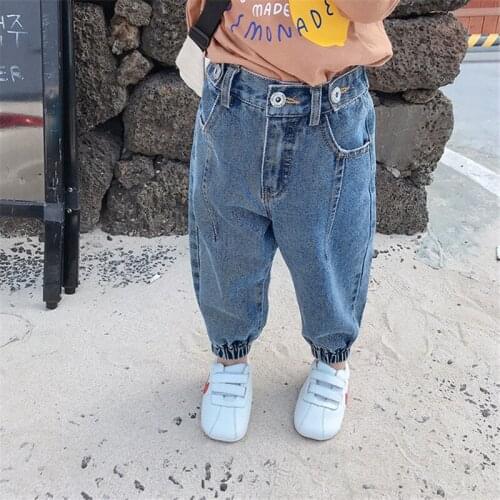 Toddler Girls Jeans 2019 Autumn New Arrival Korean Denim Pants Fashion Trousers Elastic Waist Harem Pants Jeans 2 3 4 5 6 7 Year