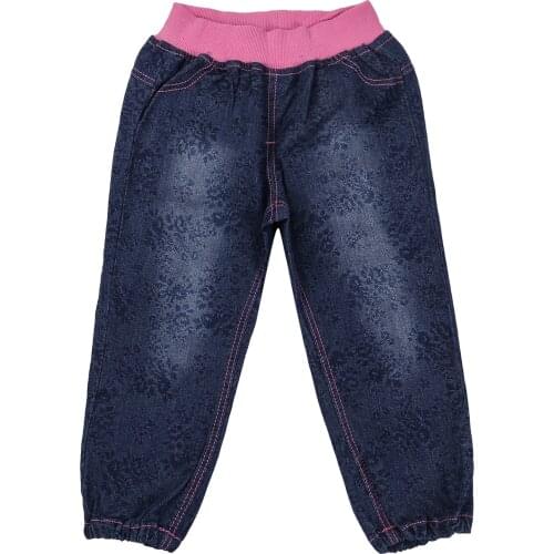 Baby Girl Jeans Elastic Waist Pants Girls Casual Floral Jeans Kid Spring Autumn Denim Clothes For Girls