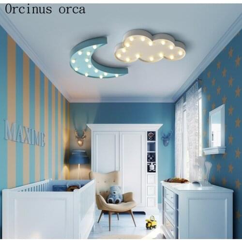 Creative cartoon stars moon ceiling lamps childrens rooms boys and girls bedroom colored LED protection eyes ceiling lamps