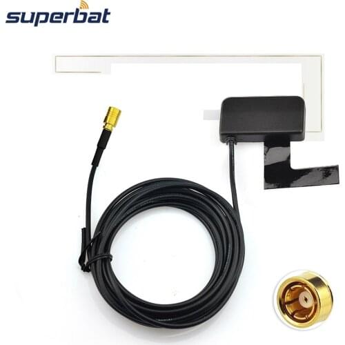 Superbat Car Window Glass Mount DAB Digital Car Radio Aerial Antenna SMB Male Plug Straight Connector 3M Cable