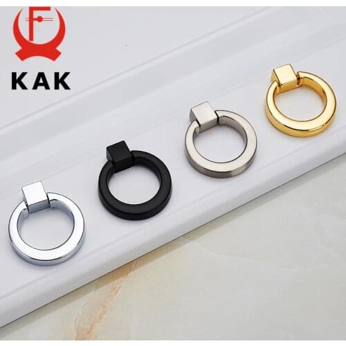 KAK 5PCS Ring Circle Handles Zinc Alloy Door Handle Pulls American Cabinet Drawer Knobs With Screws For Furniture Hardware