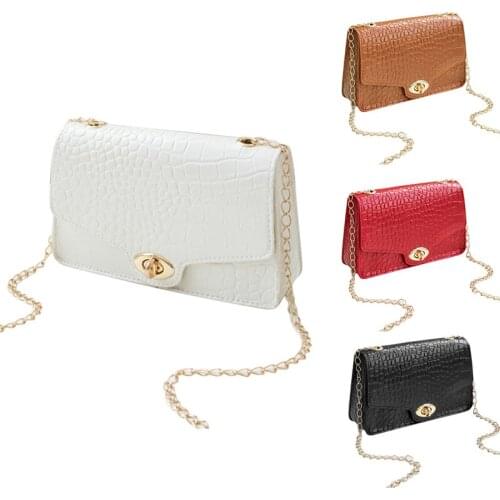 Summer Fashion Female Bag Pu Leather Shoulder Bag Solid Color Small Lady Square Bag With Chain Messenger Bag