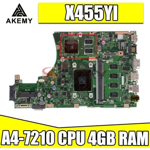 X455YI motherboard with A4-7210 CPU 4GB RAM For Asus X455YI X455Y X455DG X455D laptop motherboard X455YI mainboard test 100% ok