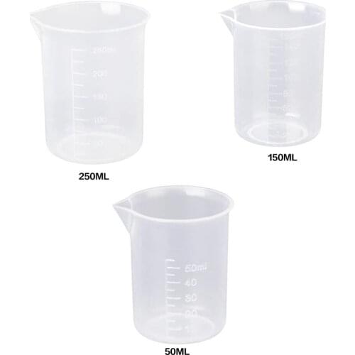 3 Pcs/set Plastic Measuring Cup Laboratory Work Experiment Measuring Jigger Jug with Numerical Graduations