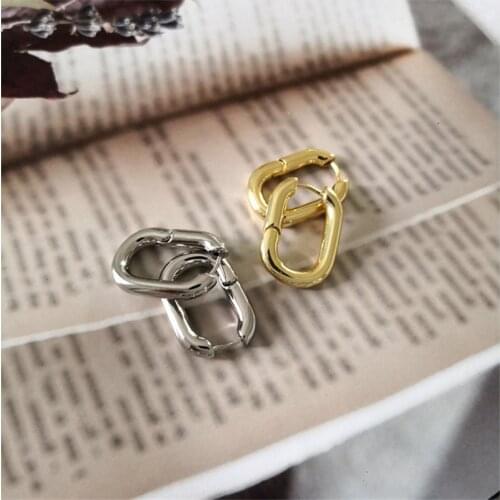 Minimalista melhor venda francês ouro chique o em forma de brincos de argola chunky hoops feminino brincos de latão geométrico