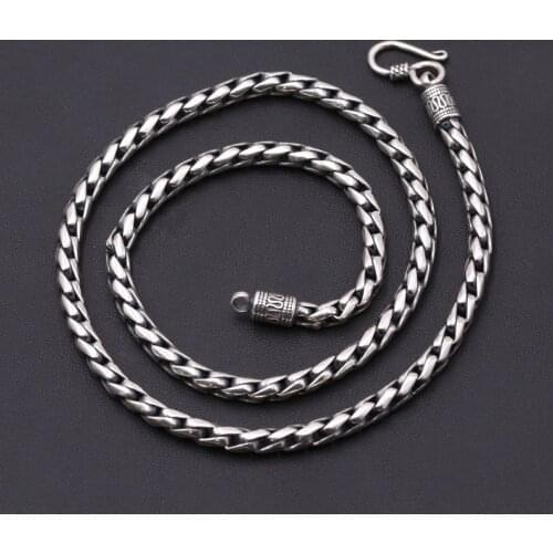 925 Sterling Silver color Men Necklace Trendy Punk Style Thai Silver color Link Chain Male Keel Necklace Jewelry Birthday Gifts