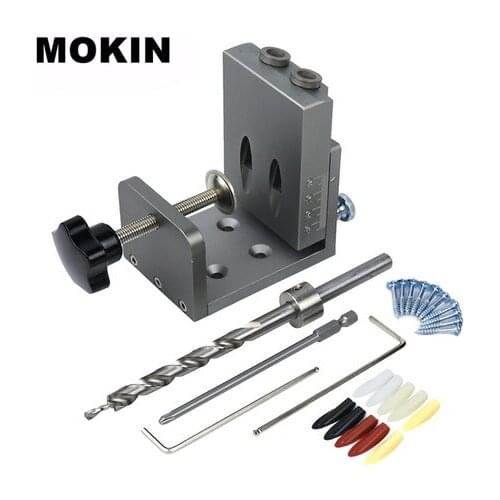 Pocket Hole Locate Punch Jig Kit Hole Puncher with 9mm Step Drilling Bit Woodwork Tool Set