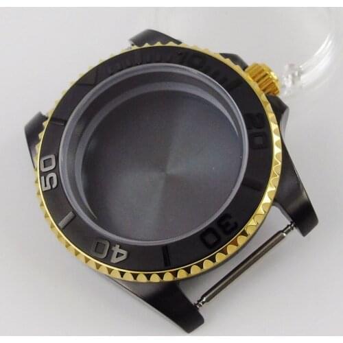 New Arrival High Quaity PVD Coated Watch Case Fit NH35 NH36 no Magnifier Black Ceramic Bezel Insert Watch