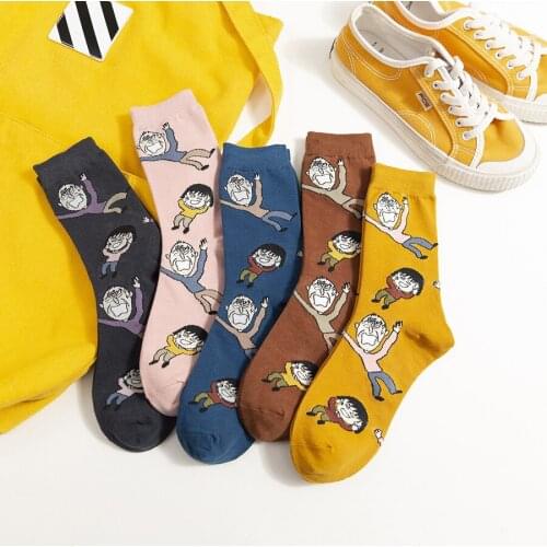 New Cartoon Socks Women Harajuku Cute Socks Ladies Hipster Skatebord Funny Socks For girls Anime Woman Sock streetwear Sox Woman