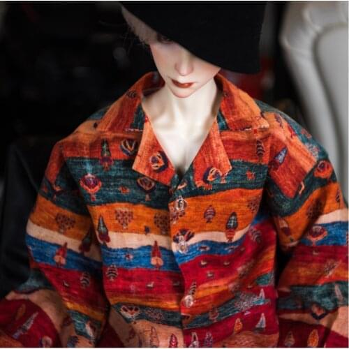 BJD doll clothes suitable for 1-3 1-4 uncle size fashion red linen shirt doll accessories