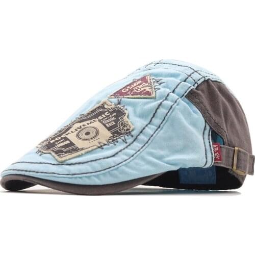 Unisex Retro Casual Mens Hats Denim Berets Hat Women Washed Cotton Duckbill Visors Herringbone Flat Caps Spring Summer