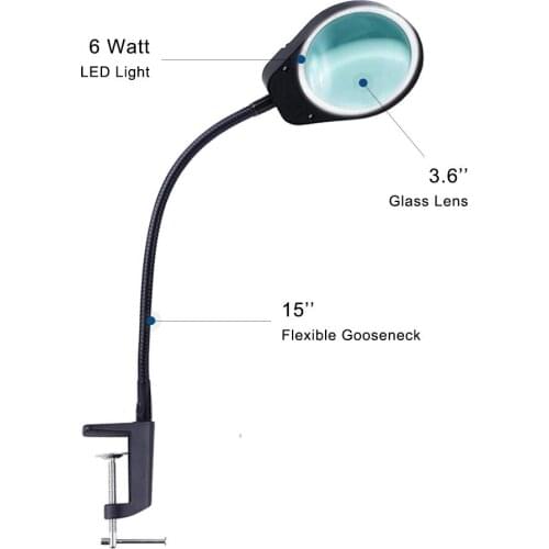 Dimmable Led Magnifying Clamp 2 in 1 Lighted Magnifier Desk Lamp 5X 8X 10X Adjustable LED light Flexible Arm