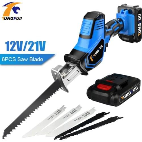 12/21V Lithium Reciprocating Saws Saber Saw Jig Saw Portable Cordless Electric Power Tools With LED Light and 6pcs Saw Blade