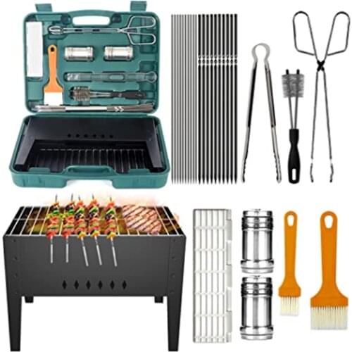 Foldable Barbecue Charcoal Grill Stove Patio BBQ Grills Stainless Steel Outdoor Camping Picnic Barbecue BBQ Accessories Tools