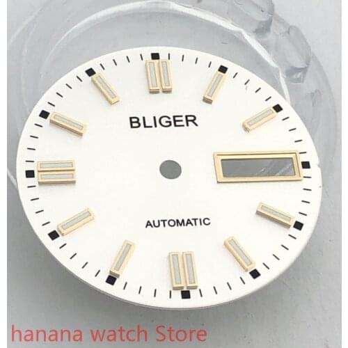 BLIGER Sterile 29mm dial date kit is suitable for NH36 night plate parts male watch movement dial white