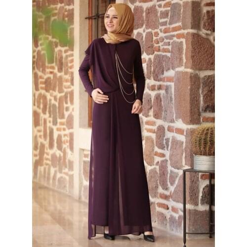 Vintage Muslim Jumpsuit Women Slim Long Sleeve Maxi Overalls Islamic Clothing Chiffon Abayas Dubai Morocaan Kaftan jumpsuits