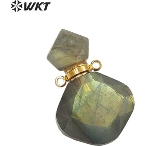 WT-P1673 Wholesale Newest tiny charm handmade faceted natural stone perfume bottle pendant lady gold jewelry necklace pendant