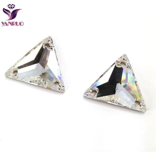 YANRUO 3270 Triangle Crystal Sew On Crystals Clean Glass Rhinestones Sewing For Wedding Dress Clothes Crafts