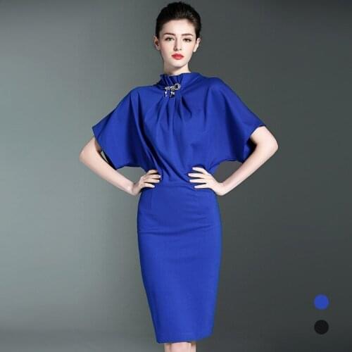 Elegant Dress Women 2020 Spring Summer New Bat Sleeves High Waist Pack Hip Dress Sexy Party High-end Dress Designer A82