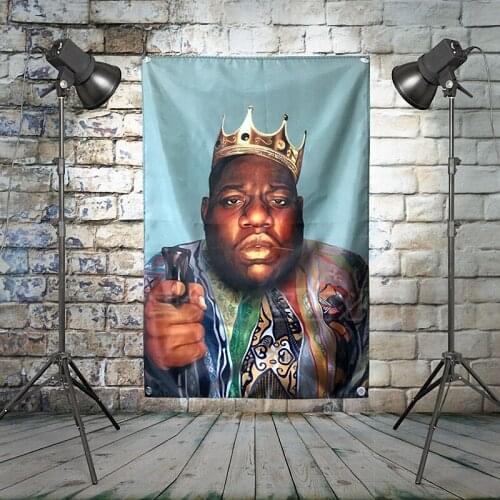 The Notorious B.I.G Large Rock Flag Banners Four-Hole Wall Hanging Painting Bedroom Studio Party Music Festival Background Decor