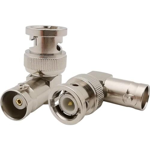 1Pcs RF Coaxial Coax L-Shape BNC Type Cable Connector BNC Male Plug to BNC Female Jack Right Angle 90 Degree Adapter Connector