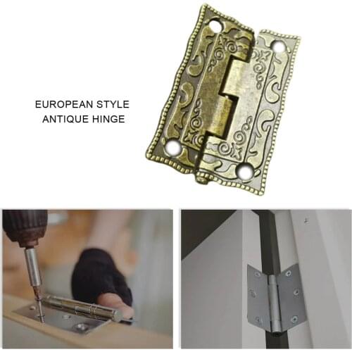 10Pcs Antique Brass Zinc Alloy Hinge 36*23mm Vintage Antique Carbinet Drawer Hinge Wooden Furniture Jewelry Gift Box Hinge Tools