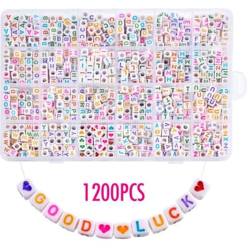 1200 PCS бусы из бисера с буквами DIY beads material acrylic letters bead bead 6X6mm square