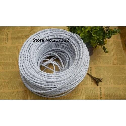 2m/lot) top quality ( 2*0.75mm) white vintage twisted electrical wire copper wire lamps pendant light electrical braided wire