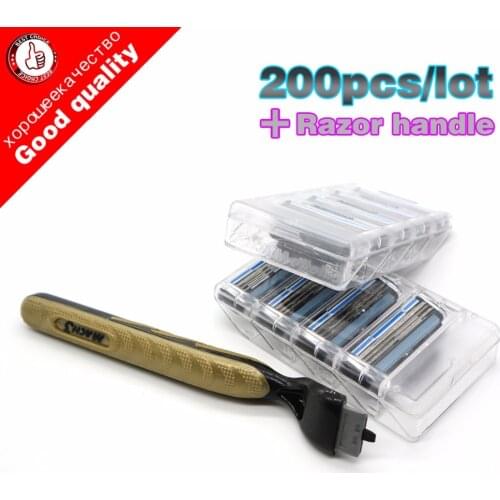 200pcs Blade System Men Face Shaving blade razor blade shaving men Standard for RU&Eu US lamina de barbear to shave razor handle