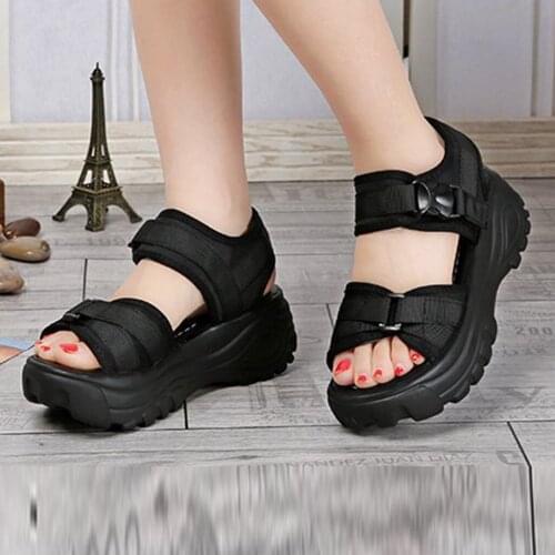 2021 New Summer woman shoes Ladies Thick-Soled Slopes Magic Paste Muffins shoes platform Casual Roman Sports Sandals