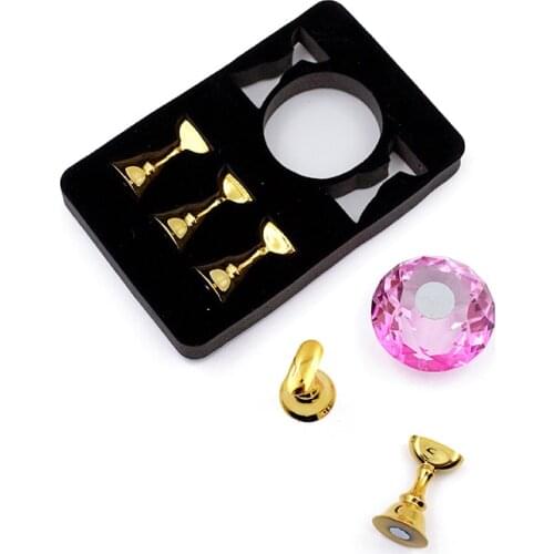 5 Tips Practice Training Display Stand + 1Pc Magnetic Nail Holder Crystal Holders Alloy False Nails Showing Shelf Manicure Tools