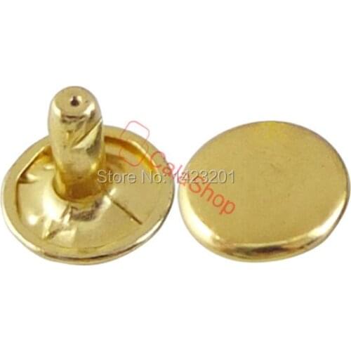 500 set 8mm 3/10" Double Round Cap Rivet Stud Leathercraft Gold F58C8