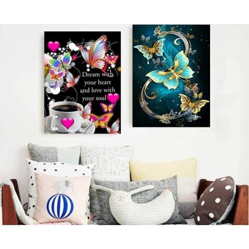 5D DIY Diamond Painting Flower Butterfly Full Diamond Embroidery Cross Stitch Kit Rose Rhinestone Mosaic Gift Home Decor Picture