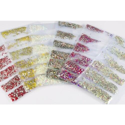Polairs Glitter Glass SMC 6 Mix Size Flat Back Non Hotfix Rhinestones for Strass Sewing Fabric Garment Rhinestone Nail Art Stone