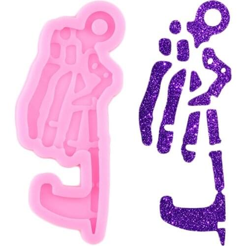 Shiny Glossy Skeleton Hand Door Hook Silicone Mold Keychain Epoxy Resin Molds Craft Charms Necklace Jewelry Making Pendant Mould
