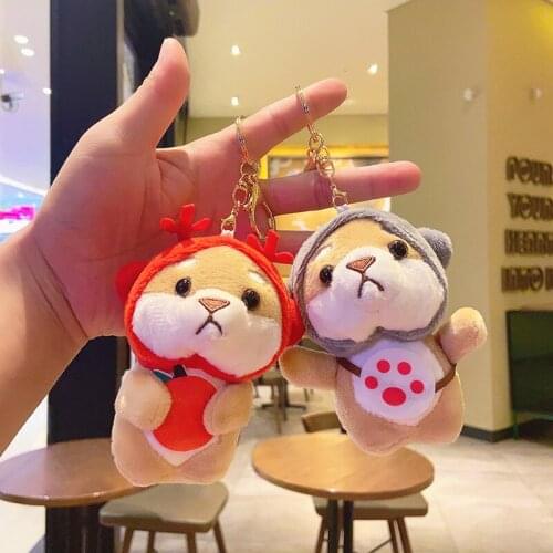 Zqswkl 11cm cute dog cute keychain for backpak woman car keys key chain anime plush mini toys kawaii keychains soft toy