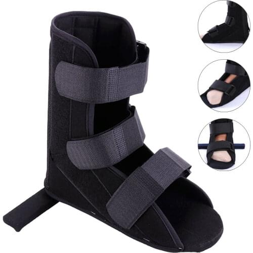 Black Adjustable Soft Foot Fracture Recovery Night Splint Plantar Brace Ankle Support Rehabilitation Strap Protective Shooes