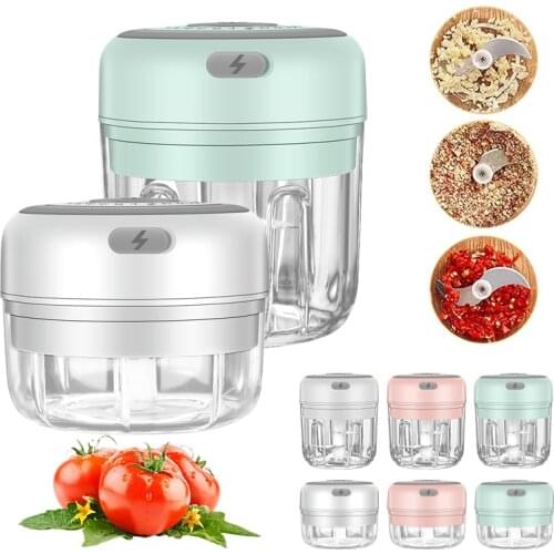 Mini Electric Garlic Press Mincer USB Charging Seasoning Masher Spice Chopper Durable Vegetable Chili Meat Food Press Mincer