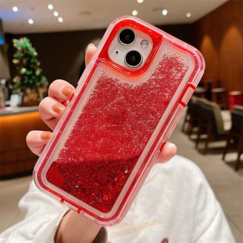 Hybrid 3D Glitter Armor Case Voor IPhone12 Pro max X XS Max XR Dynamische Quicksand Shockproof Telefoon Gevallen Covers 6 7 Plus