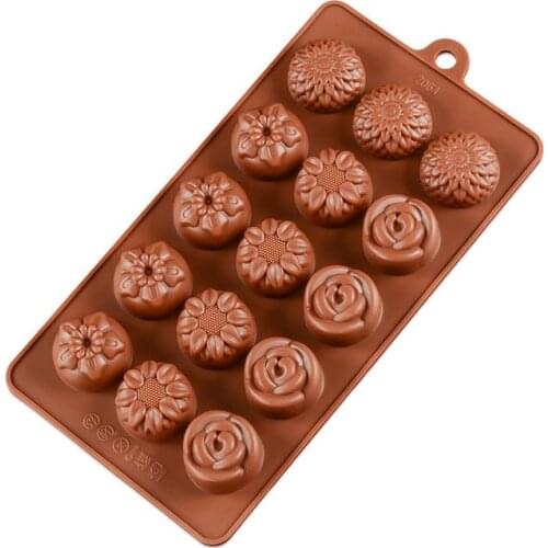 Cake Tools Three Kinds of Flowers Shape Silicone Chocolate Mold , Ice, Cupcake, Lollipop,& Sugar Tool
