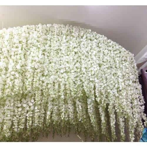 Artificial Flower Wisteria Vine 120cm Single Silk 140 Flowers Series DIY Plant Wedding Decoration For Wall background