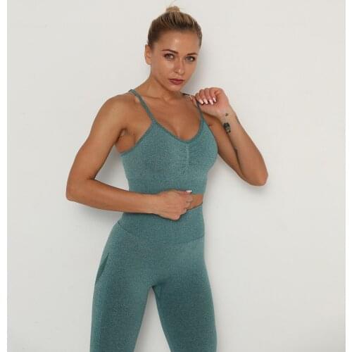 2 Piece Set Women Yoga Set Tight Gym Sets Sports Bra+seamless Leggings Fitness Clothing Workout Running Breathable Yoga Pants