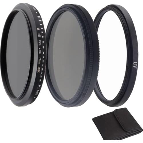 Camera Filter 49/52/55/58/62/67/72/77mm CPL+ND2-400+UV+Bag ND Adjustable Set For Sony Nikon Canon Fuji Pentax Accessories 4in1