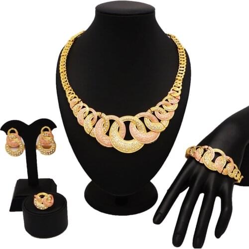 Gold plating jewelry ses fine jewelry sets women big necklace dubai jewelry sets bridal jewelry sets