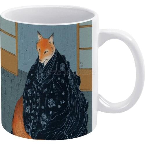 The Foxs Wedding White Mug New Good Quality Print Mug 11 Oz Coffee Cup Ink Pen Fox Animals Kitsune Kitsune No Yomeiri Sunshowe