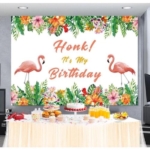 Laeacco Flamingo Summer Jungle Birthday Party Backdrop For Photography Customized Photozone Photography Background Photo Studio