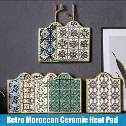 Moroccan Ceramic Trivet Pot Holder Non-Skid Heat Insulation Hot Pot Pad Mug Cork Mat Cork Holder Bowl Coasters HY99