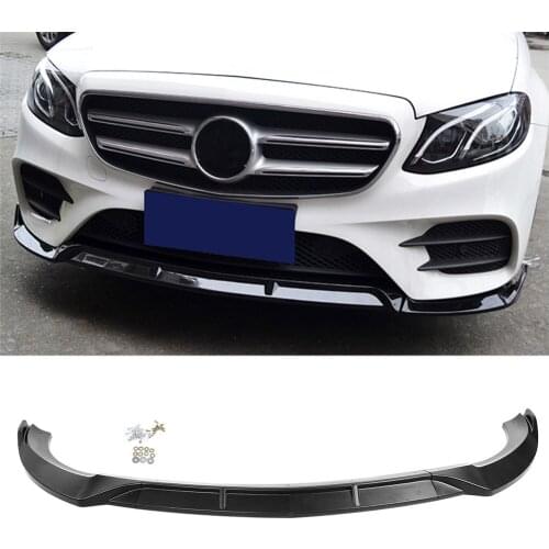 Matte Black ABS Car Front Bumper Spoiler Lip Cover Trim For 2017 2018 Mercedes Benz E-class W213 E200 E250 E300 E400